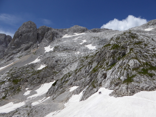 hiking with the aid of a hand rail in the Triglav National Park